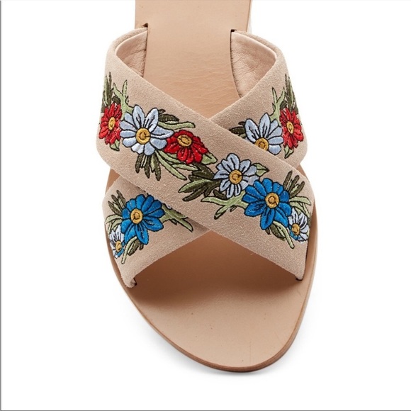 Raye Beige + Colorful Floral Embroidered Sandals - Picture 3 of 8